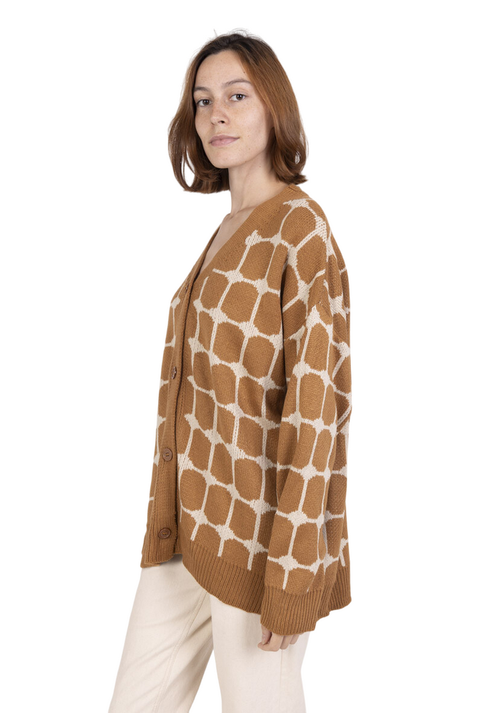 Ladies Abstract Pattern Cardigan Stylish Winter Warm Oversized Button-Up Sweater image 8
