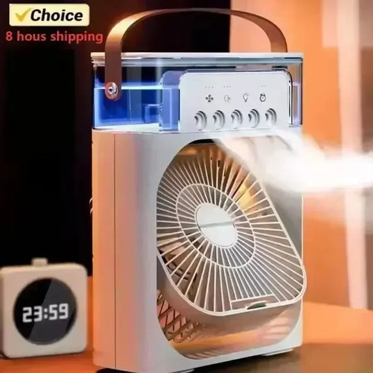 3 In 1 New Fan AIr Conditioner Household Small Air Cooler LED Night Light Portable Humidifier Air Adjustment Fan Office Home Fan