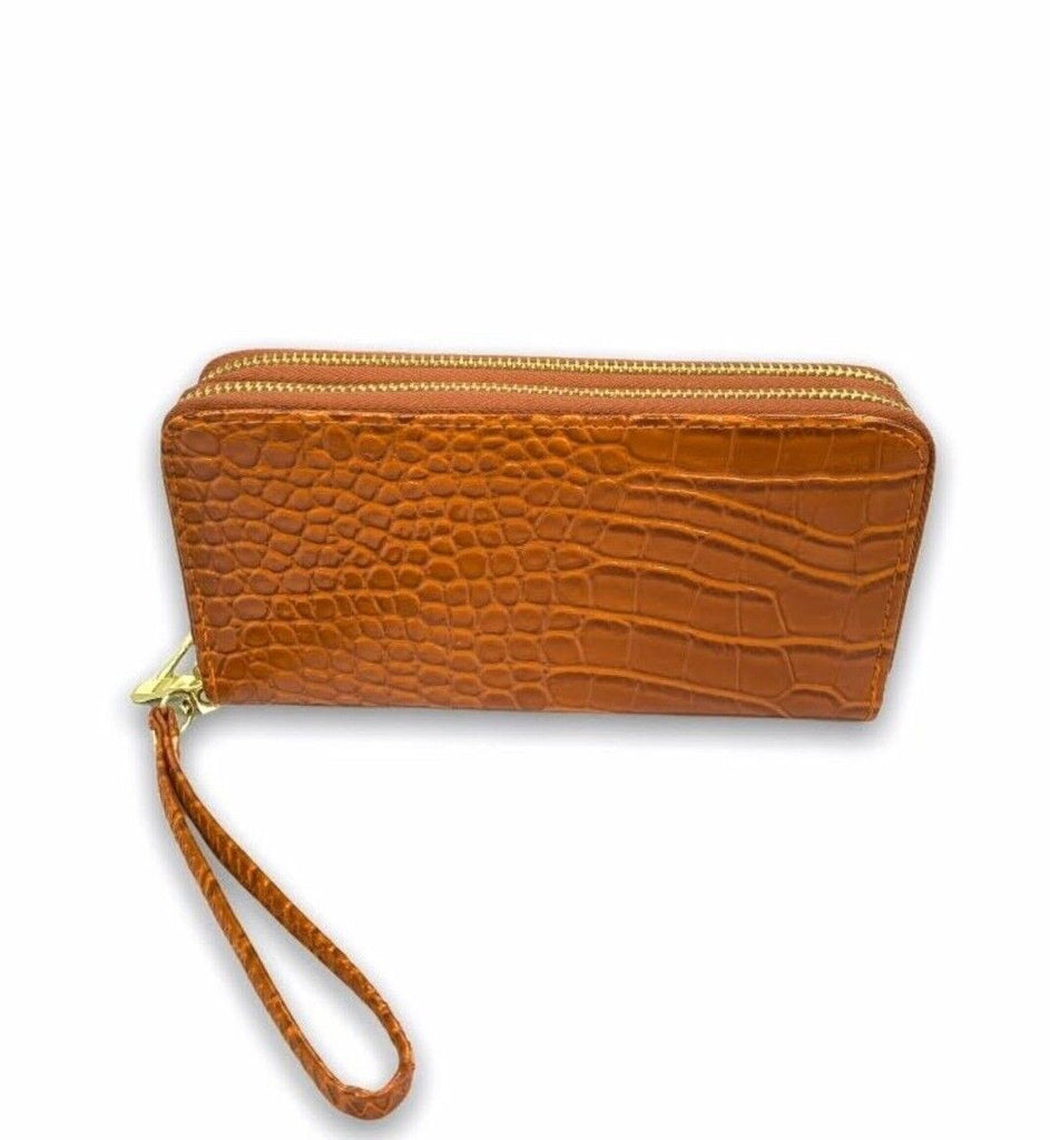 Womens Purse 2 Zipped Crocodile Print Wallet Coins Card Cash Clutch Bag image 4