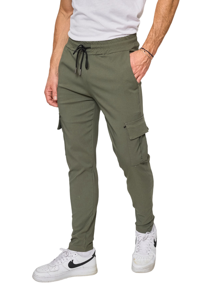 Men's Cargo Plain Trousers Knee Pocket Khaki Beige Stylish Jogging pants image 5