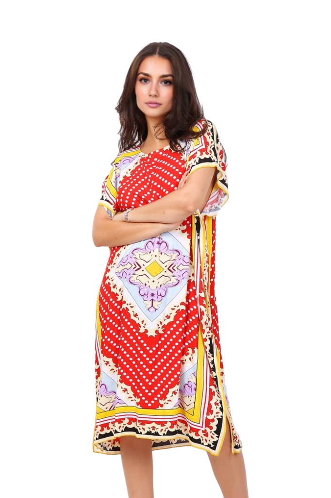 Ladies Cotton Dress Mid Length Dot Printed Party Stylish Dress image 4