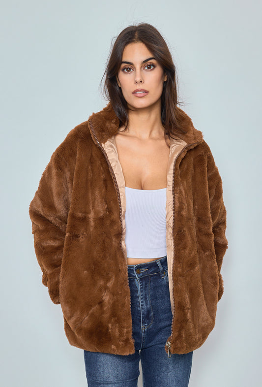 Ladies Winter Fur Jacket Soft Warm Stylish Down Party Coats image 0