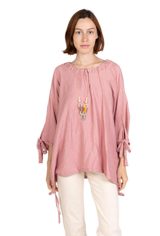 Ladies Italian Batwing Dip Hem Necklace Top Women LagenLook Oversize Baggy Dress image 0