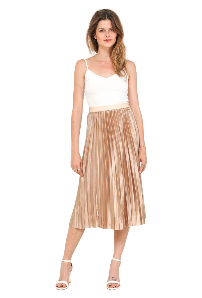 New Women's Ladies High Elastic Stretch Pleated Swing Flared Midi Skater Skirt image 5