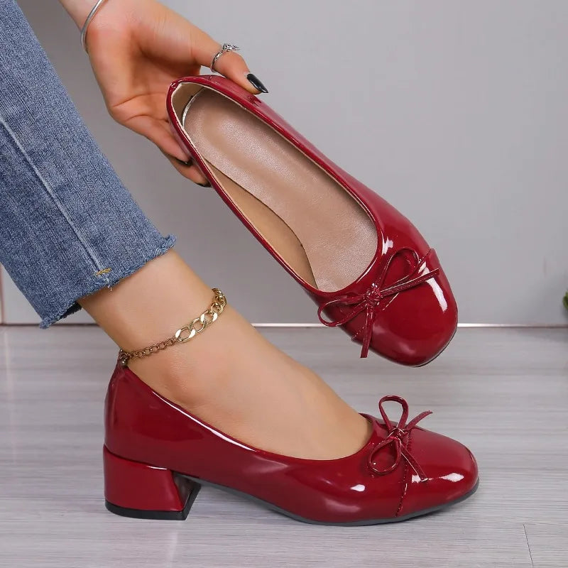 2026 Shoes Women Pumps Platform Heels Women Round Toe Bow-knot Sweet Ballet Shoes Office Woman Mary Jane Shoes Zapatos De Mujer