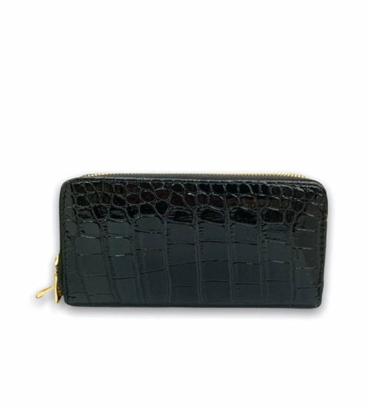 Womens Purse 2 Zipped Crocodile Print Wallet Coins Card Cash Clutch Bag image 0