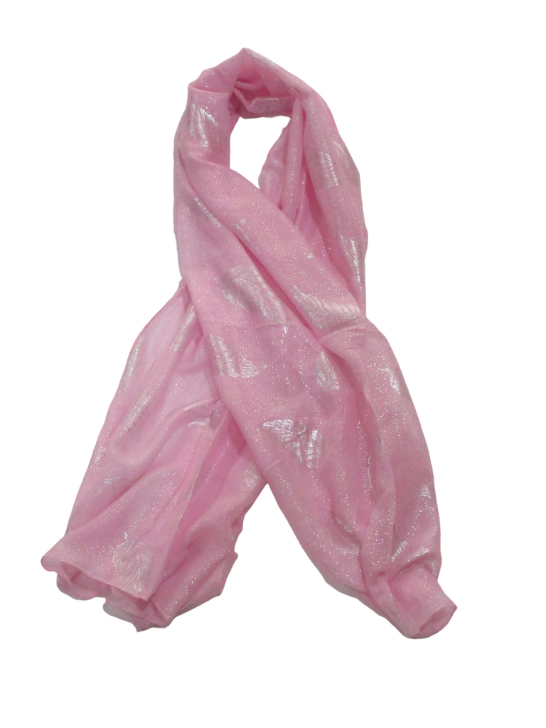 Women’s Scarf Shiny Silver Printed Scarf With Leaf Pattern Soft Neck Scarf Shawl image 13