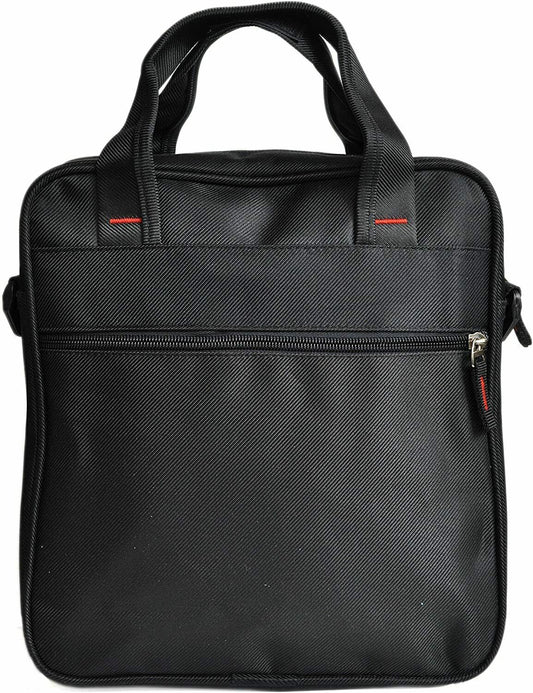 Unisex Black Work Bag Office Crossbody Bag Small Briefcase Top Handle Multi Zips image 1