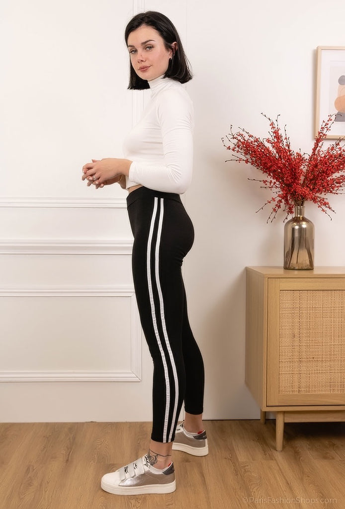 Women's Legging With Double Side Stripes Comfortable Skinny Stylish Leggings image 0