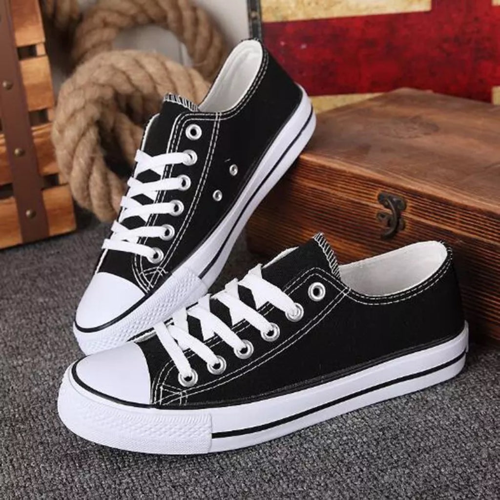 Women's Canvas Shoes Ladies Girls Trainers Plimsolls Lace Up Flat Pumps Sneakers image 0
