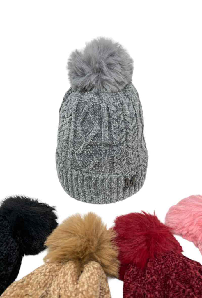 Women's Velvet Faux fur Pompon Cap Faux Fur Lining Extra Warm Soft Beanies image 2