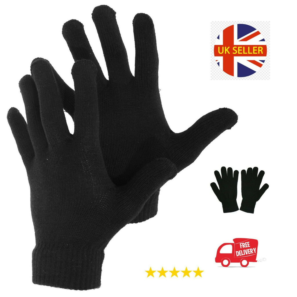Unisex Half Finger Black Thermal Fleeced Warm Winter Magic Driving Typing Gloves image 5
