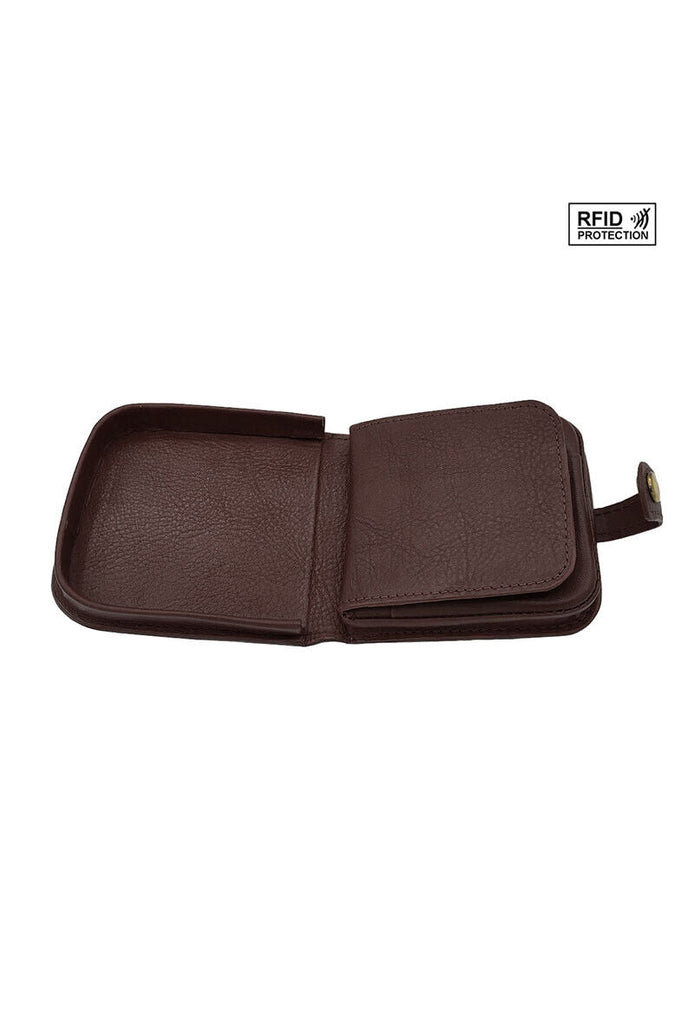 Unisex Cuvette Leather Wallet RFID Protection Stylish Button Coin Pouch image 7
