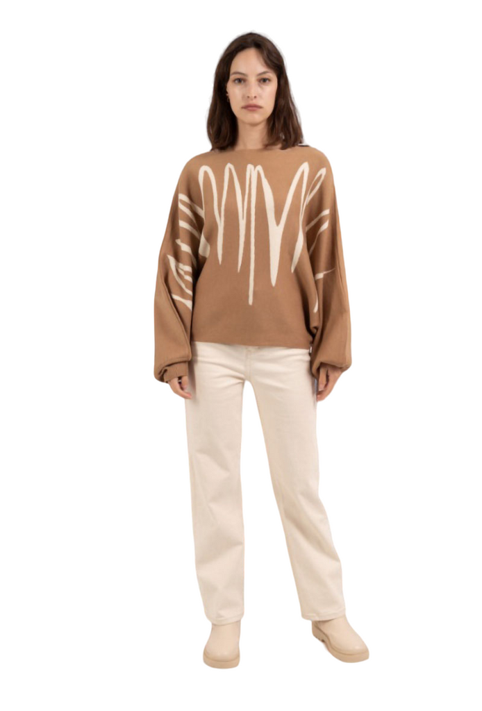 Women's Thick Sweater Abstract Print Original Cutout Pattern Stylish Jumper image 4