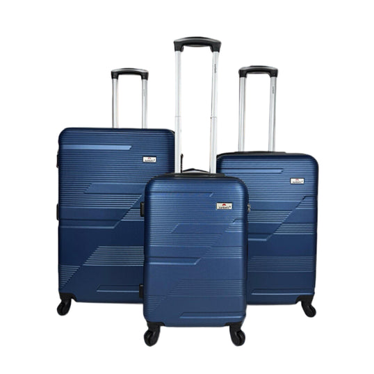 Set of 3 ABS Suitcases Hard Shell Luggage Spinner Wheels Blue ABS Travel Bags image 0