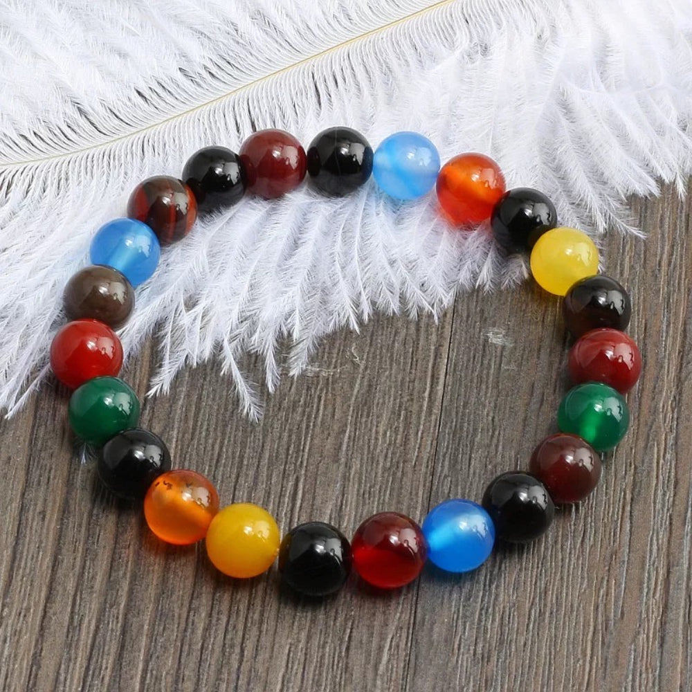 Womens Natural Stone Elastic Bracelet Crystal Beaded Band Charm Jewellery Bangle image 5