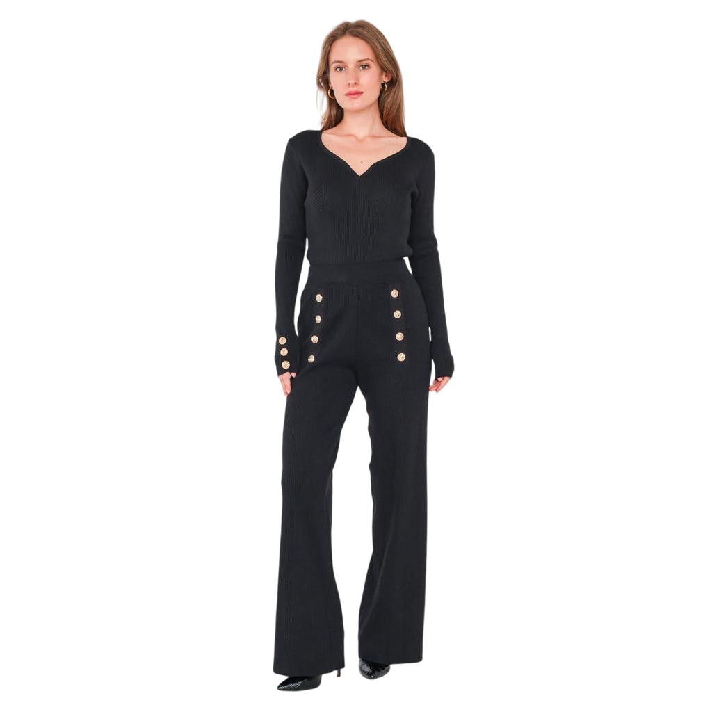 Women Pants Set with Long-sleeved Top Both Pieces are Ribbed and very Elastic image 0