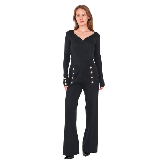 Women Pants Set with Long-sleeved Top Both Pieces are Ribbed and very Elastic image 0