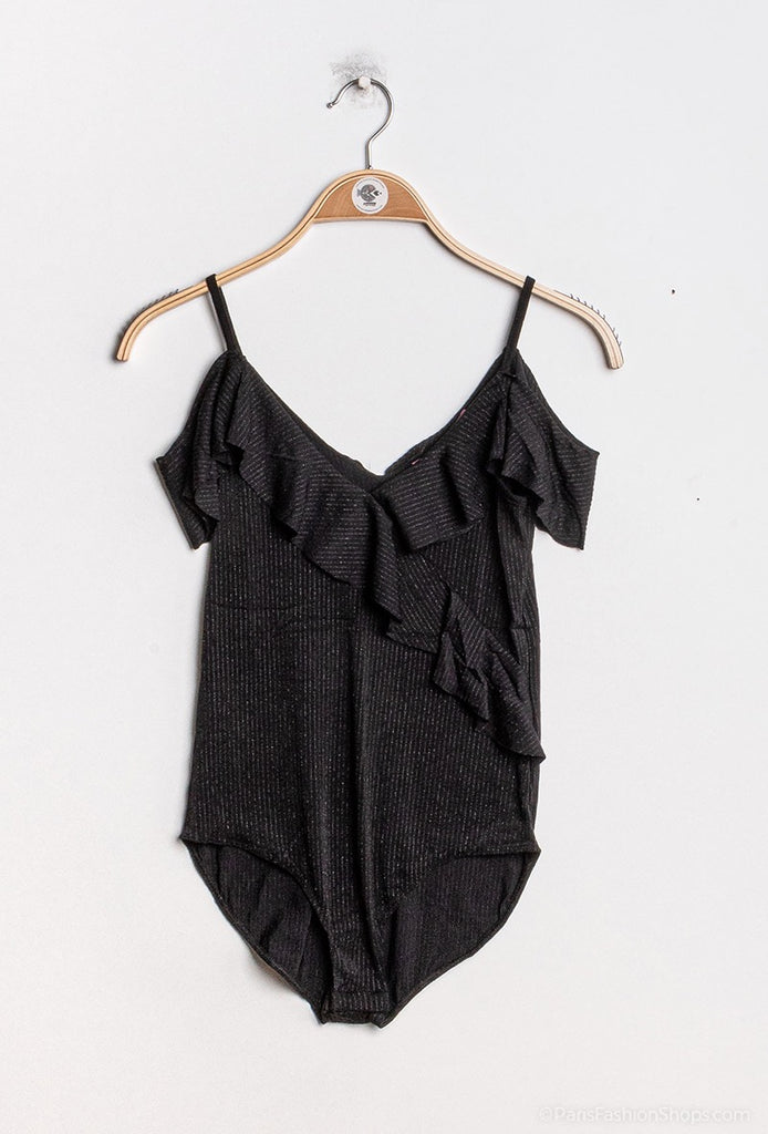 Women's Top Bodysuit Sparkly Stripes Ruffles Outdoor Stylish Party Suit image 4