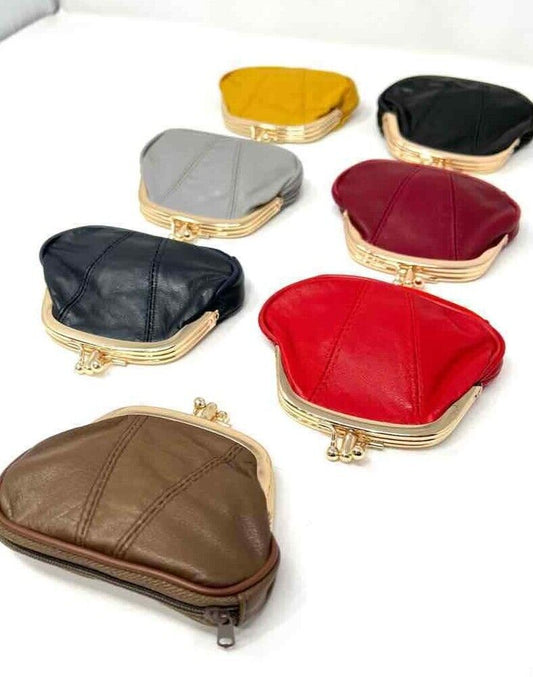 Women's Real Leather Big Clip Top Clasp Purse Clutch Money Pouch Coin Wallet Bag image 1