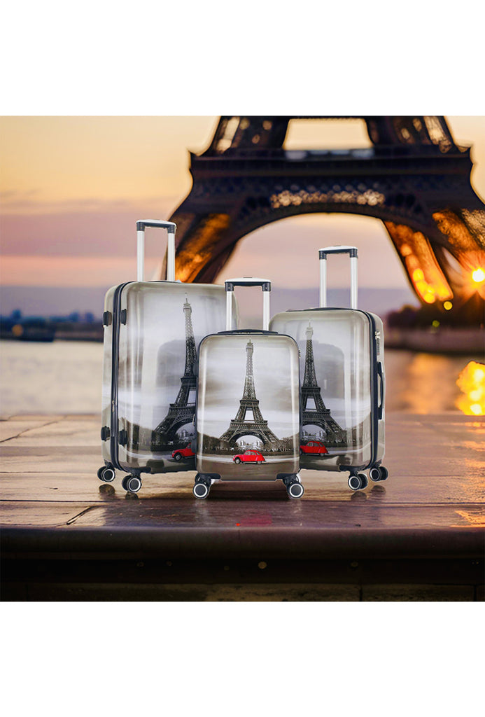 Set of 3 Reinforced ABS Suitcases Paris Luggage Collection Eiffel Tower Design image 5