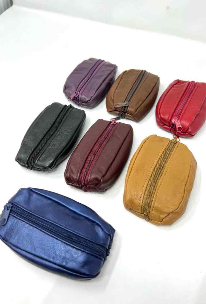 Unisex Women's Men's Real Soft Leather Coins Keys Money Pouch Purse Zip Wallet image 1
