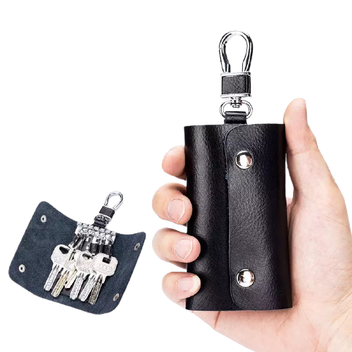 Real Leather Unisex Key-Chain Key Holder Case Wallet Pouch Multi Key Ring Black image 1