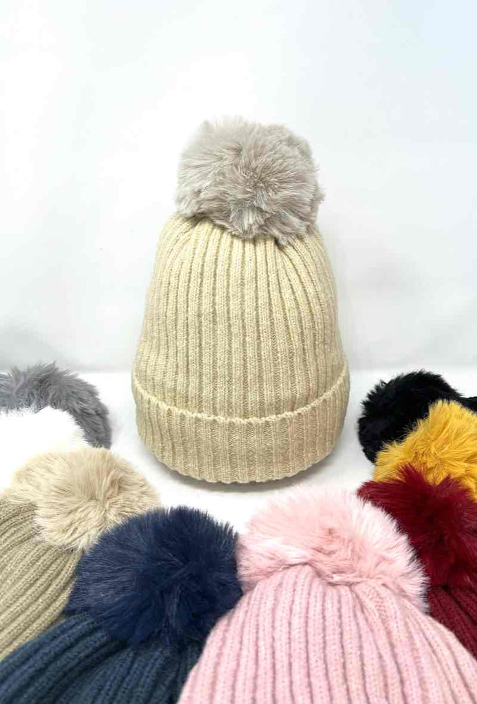 Women's Faux fur Pompon Cap Faux Fur Lining Extra Warm Soft Winter Caps image 2
