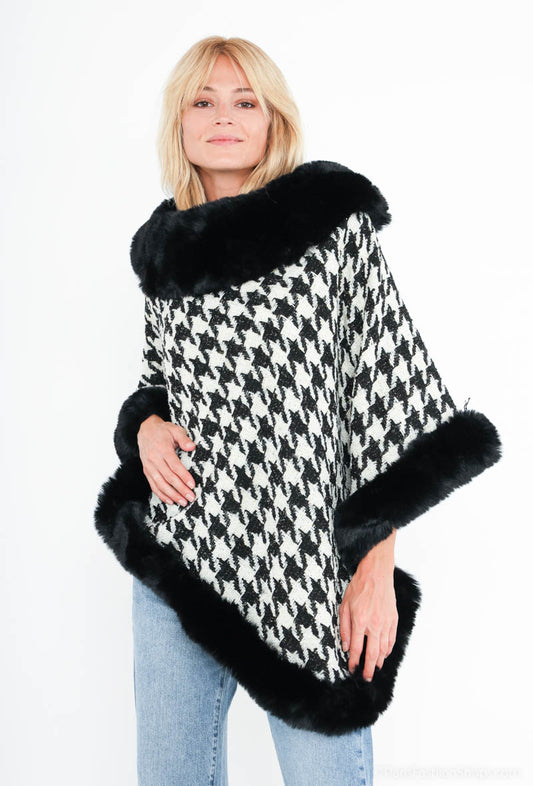 Women's Poncho Winter Jacket Oversized Cape Poncho Wrap Fur Poncho Plus Size image 1