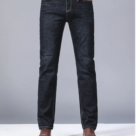 Men Fashion Straight Jeans Mens  New Stretch Slim Fit Pants Comfortable Soft Business Denim Trousers Male Brand Clothing