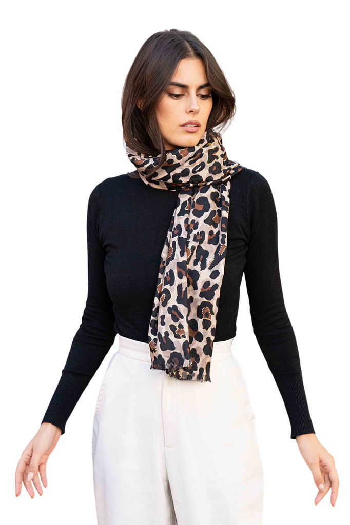 Women's Winter Soft leopard print scarf with gilding Travel Party Scarf image 0