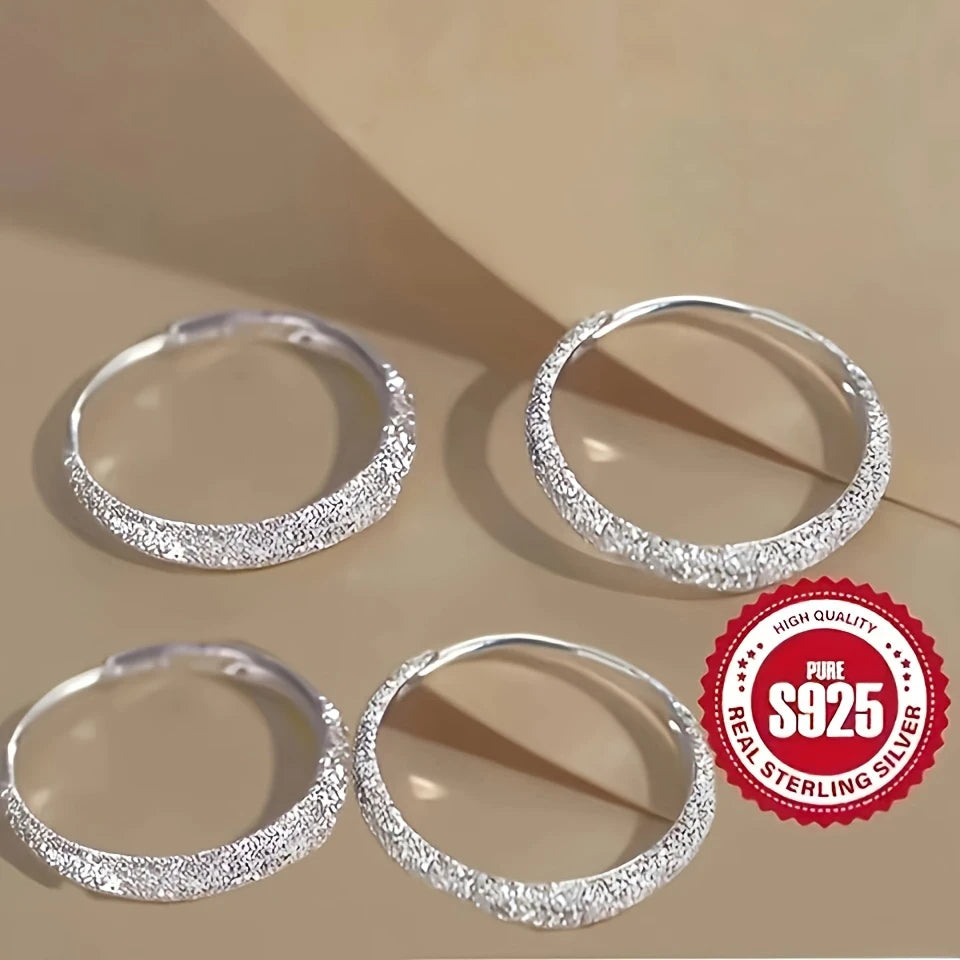 Pure Silvery Earrings For Women Frosted Sparkling Starry Circle Earrings Valentine's Mother's Jewelry Gifts