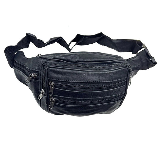 Real Leather Bum Bag Black image 0