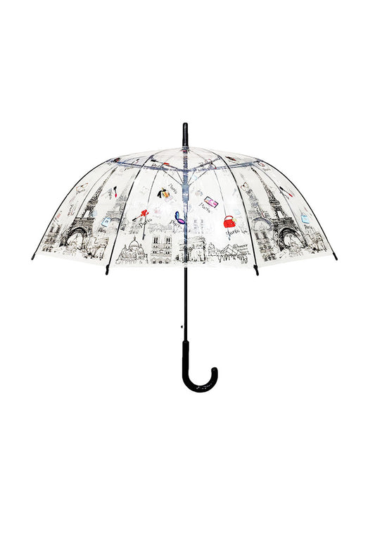 Transparent Umbrella Automatic Paris &Music Transparent Bell Shape Ribs Umbrella image 0