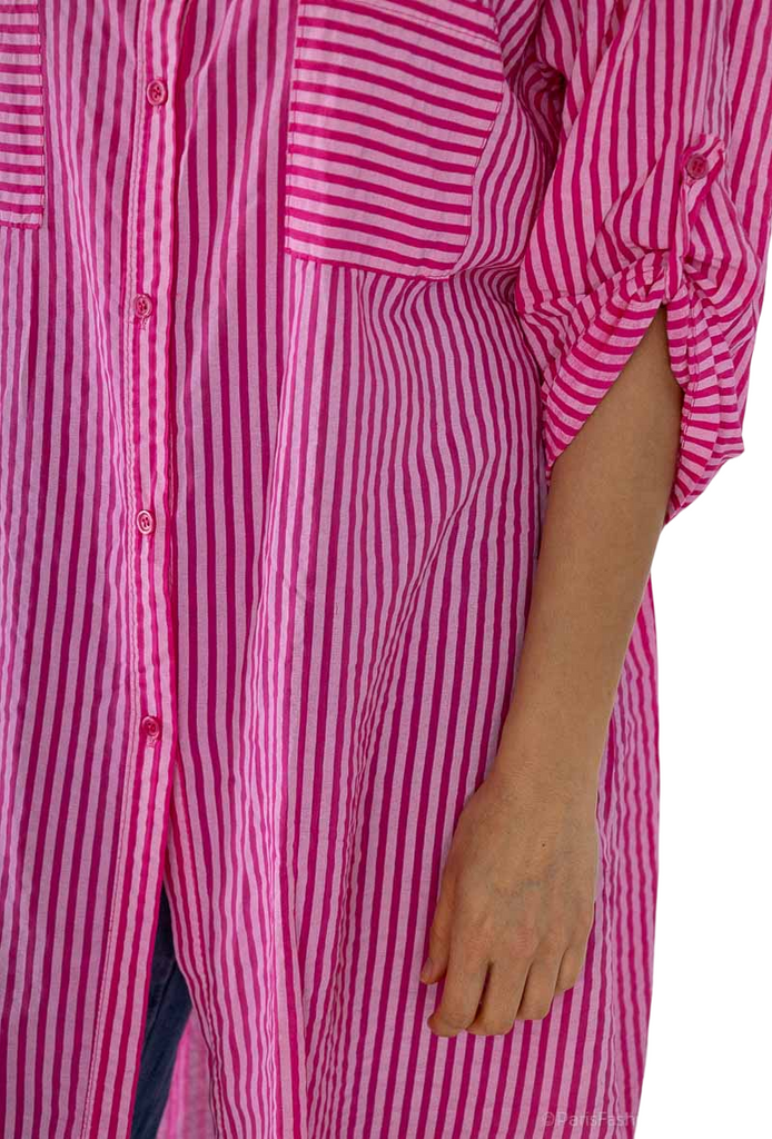 Ladies long shirt summer striped cotton womens shirt long oversized print shirt image 8