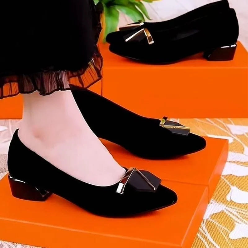 2026 Fashion Women's Flats Elegant Square Button Comfortable Soft Sole Casual Shoes Simple Versatile Slip on Shoes Large Size