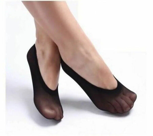 3 Pairs Of Women's Invisible Socks Shoe Liner Footsies Ballerina Black Socks image 1