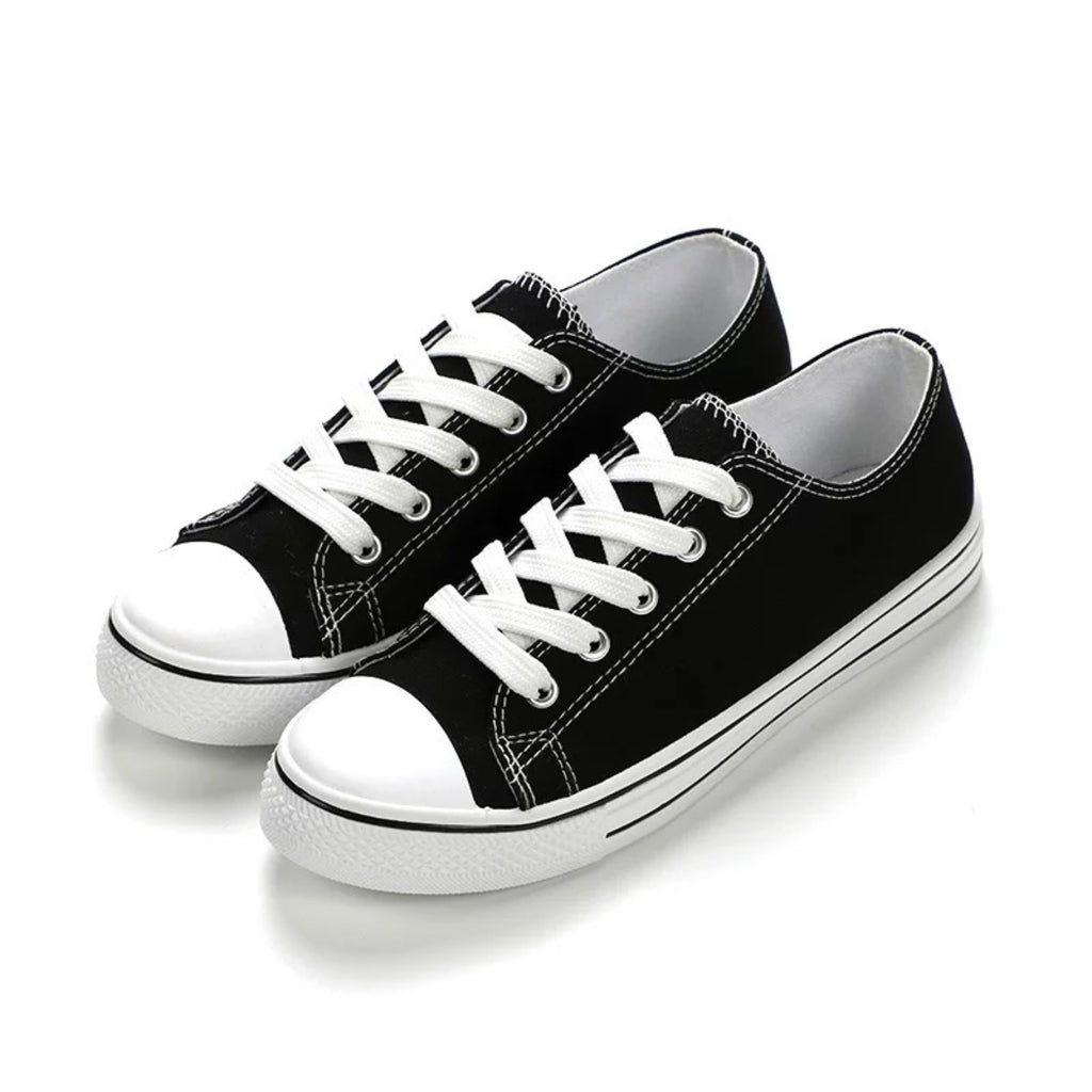 Women's Canvas Shoes Ladies Girls Trainers Plimsolls Lace Up Flat Pumps Sneakers image 5