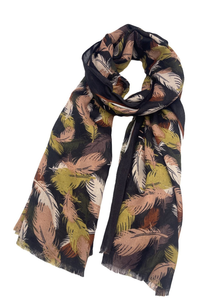 Women’s Feather Print Thin Scarves Neck Warmer Stole Scarf Light Scarf Printed image 2
