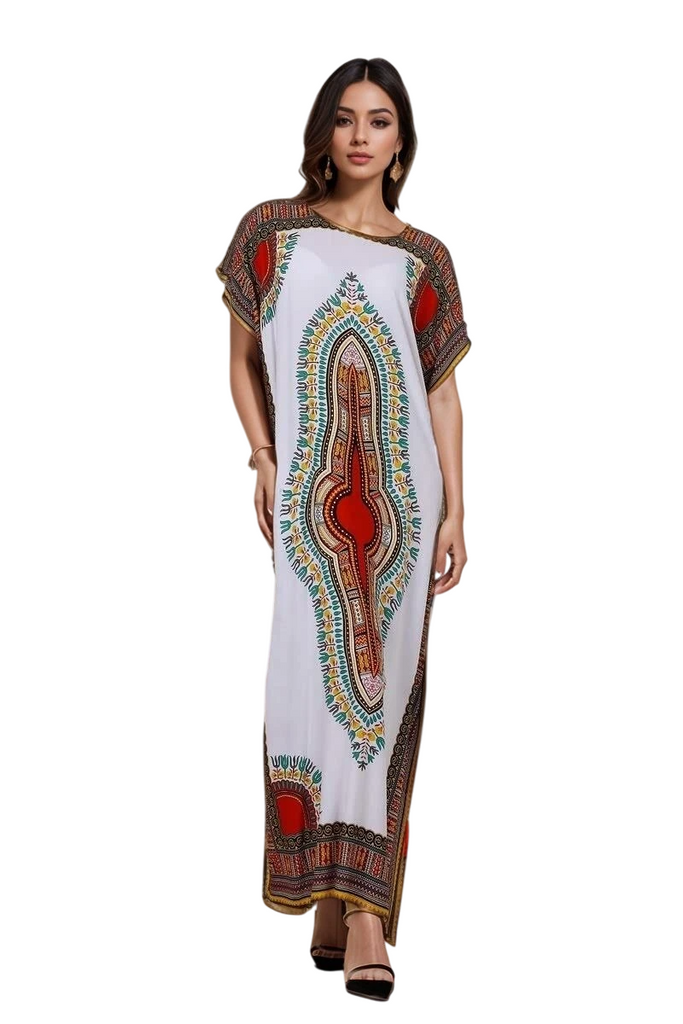 Ladies Kaftan Long Maxi Dress Summer Beach Holiday Printed Dress One Siz image 5