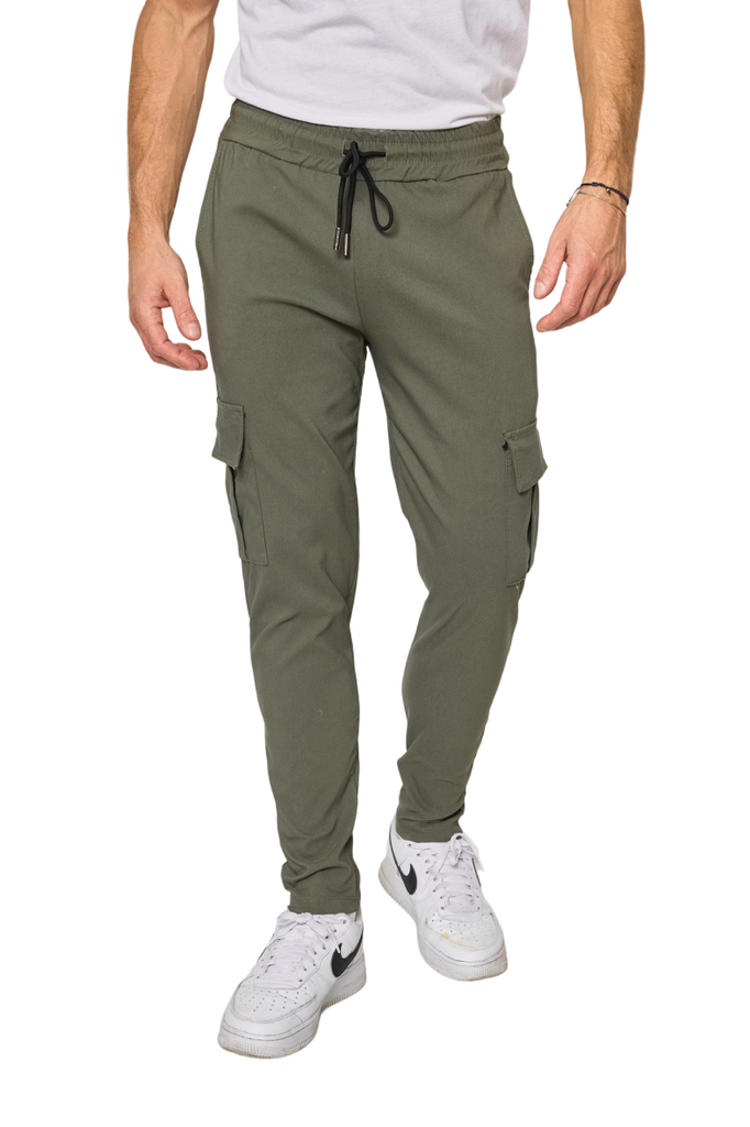 Men's Cargo Plain Trousers Knee Pocket Khaki Beige Stylish Jogging pants image 4