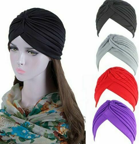 Ladies Head Scarf Hat Hijab Wrap Stretch Cancer Chemo Cap Muslim Bow knot Turban image 0