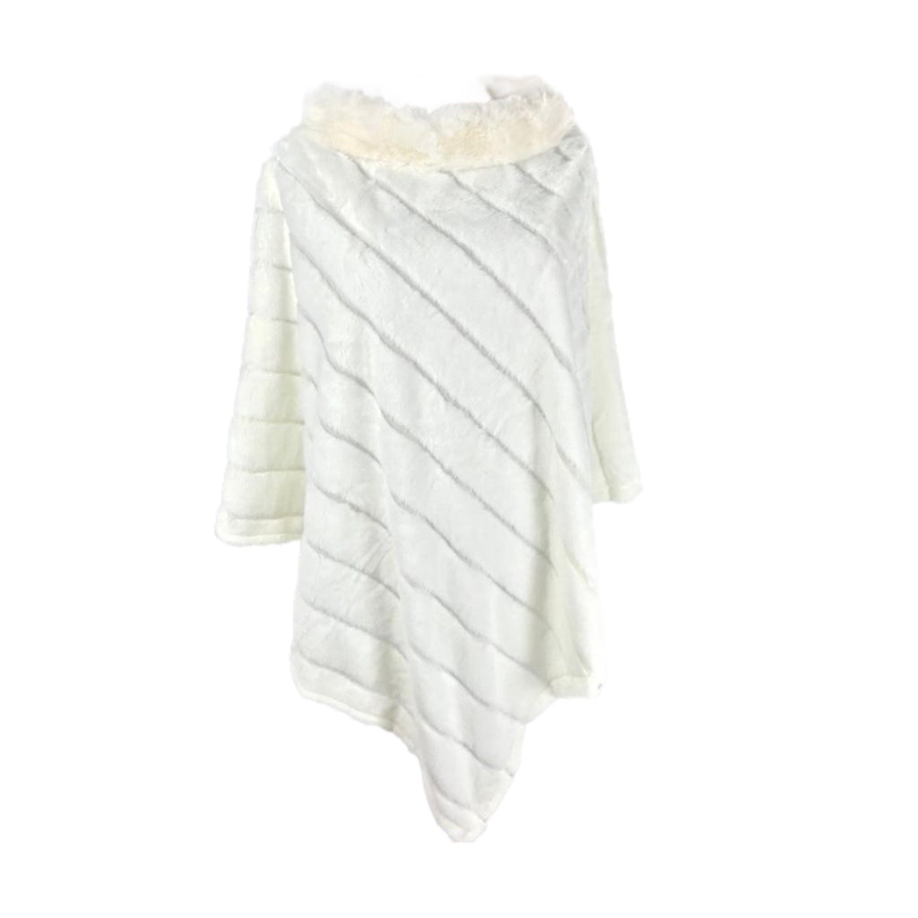 Women's Winter Faux Fur Poncho Long Coat Jacket image 4