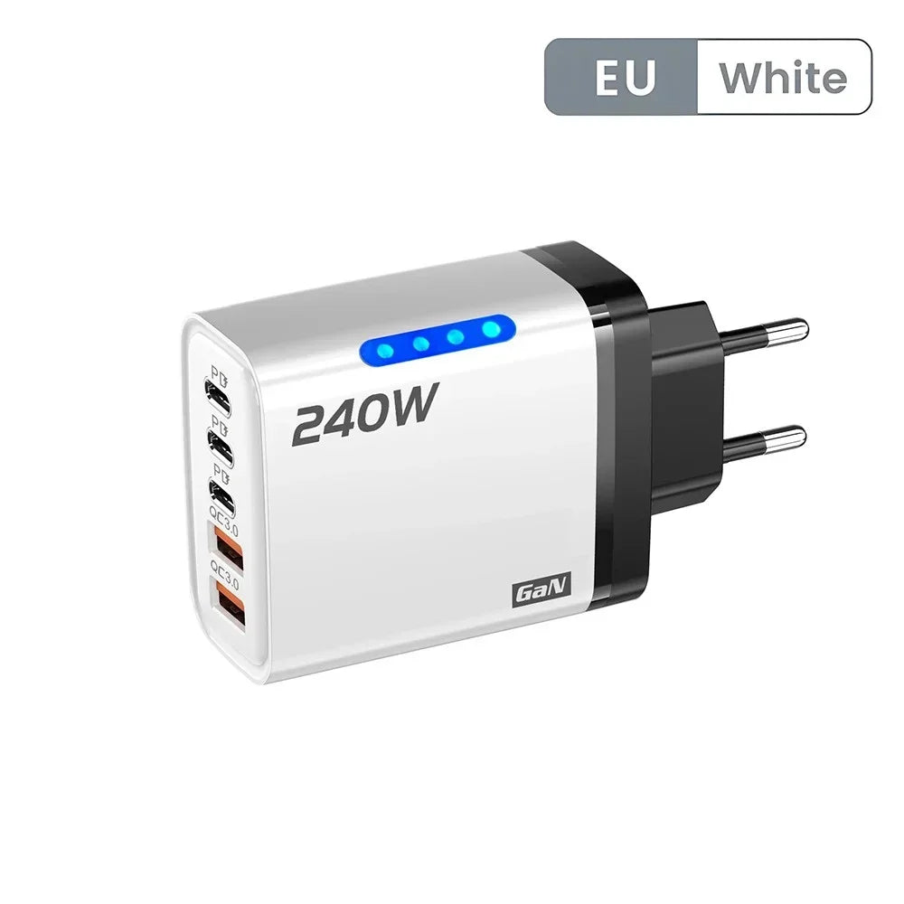 240W 5 Ports USB PD Charger Type C Quick Charge Phone Chargers USB Fast Charging Adapter For Various Types Of Mobile Phones New