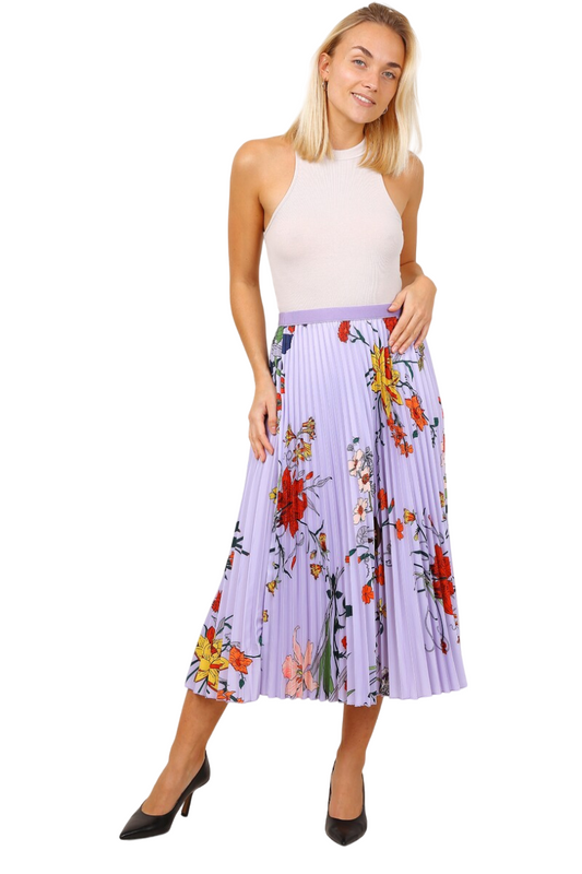Ladies Summer Floral Print Skirt Elasticated Printed Pleated Mid-Length Skirt image 0