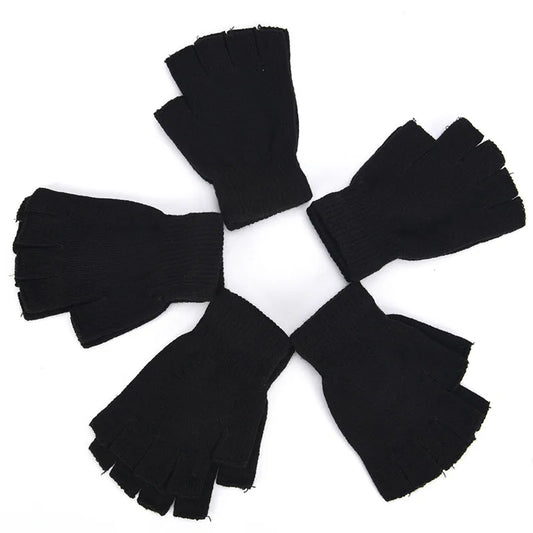 Unisex Half Finger Black Magic Fingerless Thermal Gloves Men's Women Boys Gloves image 1