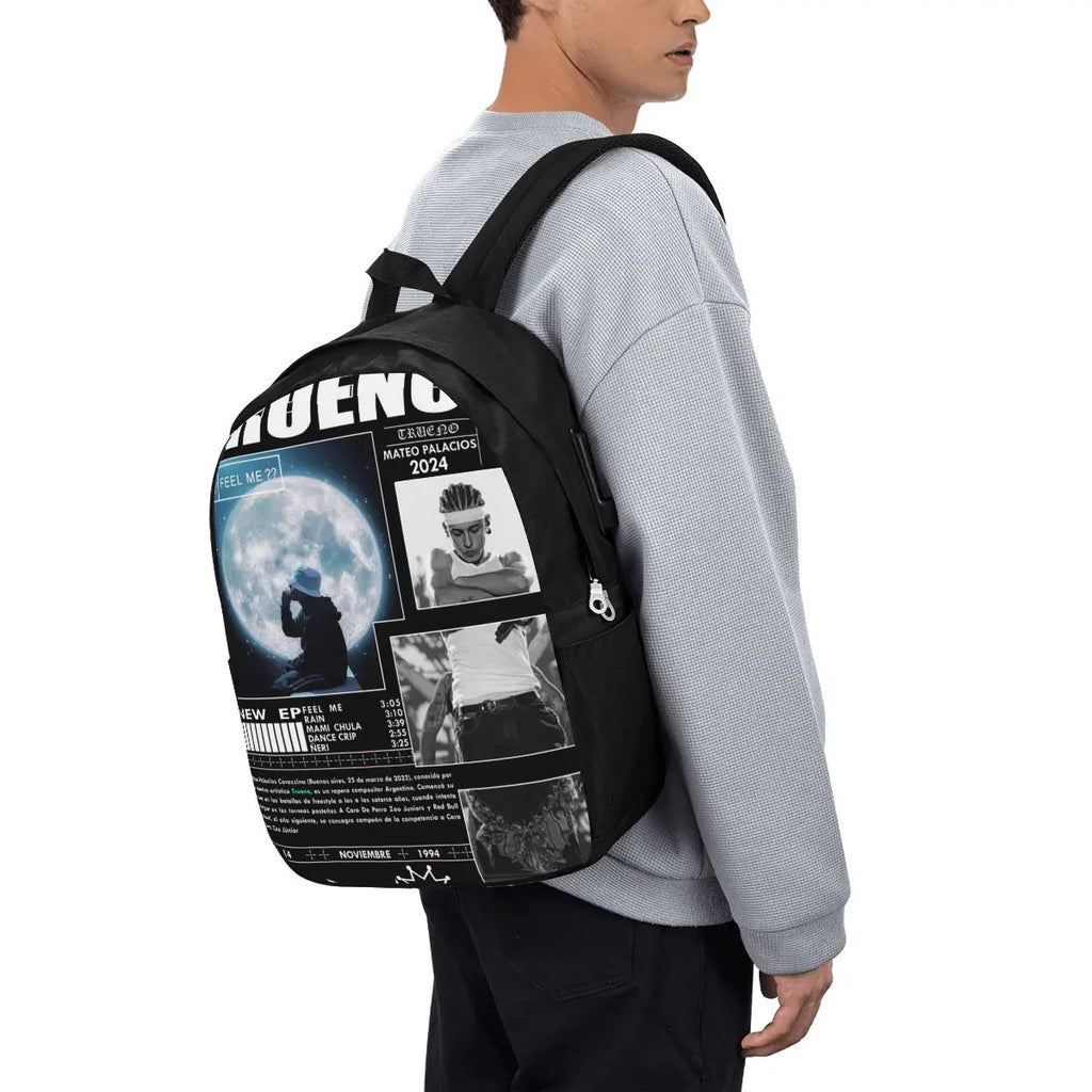 Funny Trueno Hip Hop Rapper Backpack Travel Notebook Bag Computer College Student School Bag Laptop Shoulder Bags for Men Women