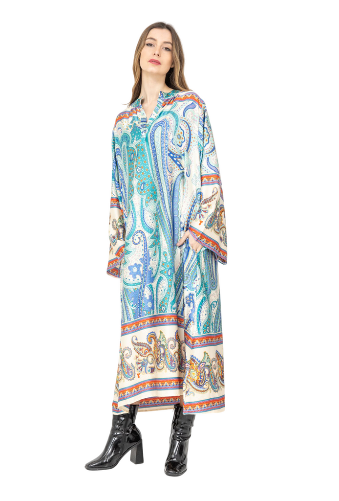 Ladies Kaftan Long Dress Stylish Summer Collection Paisley Silk Kaftan Dress image 8