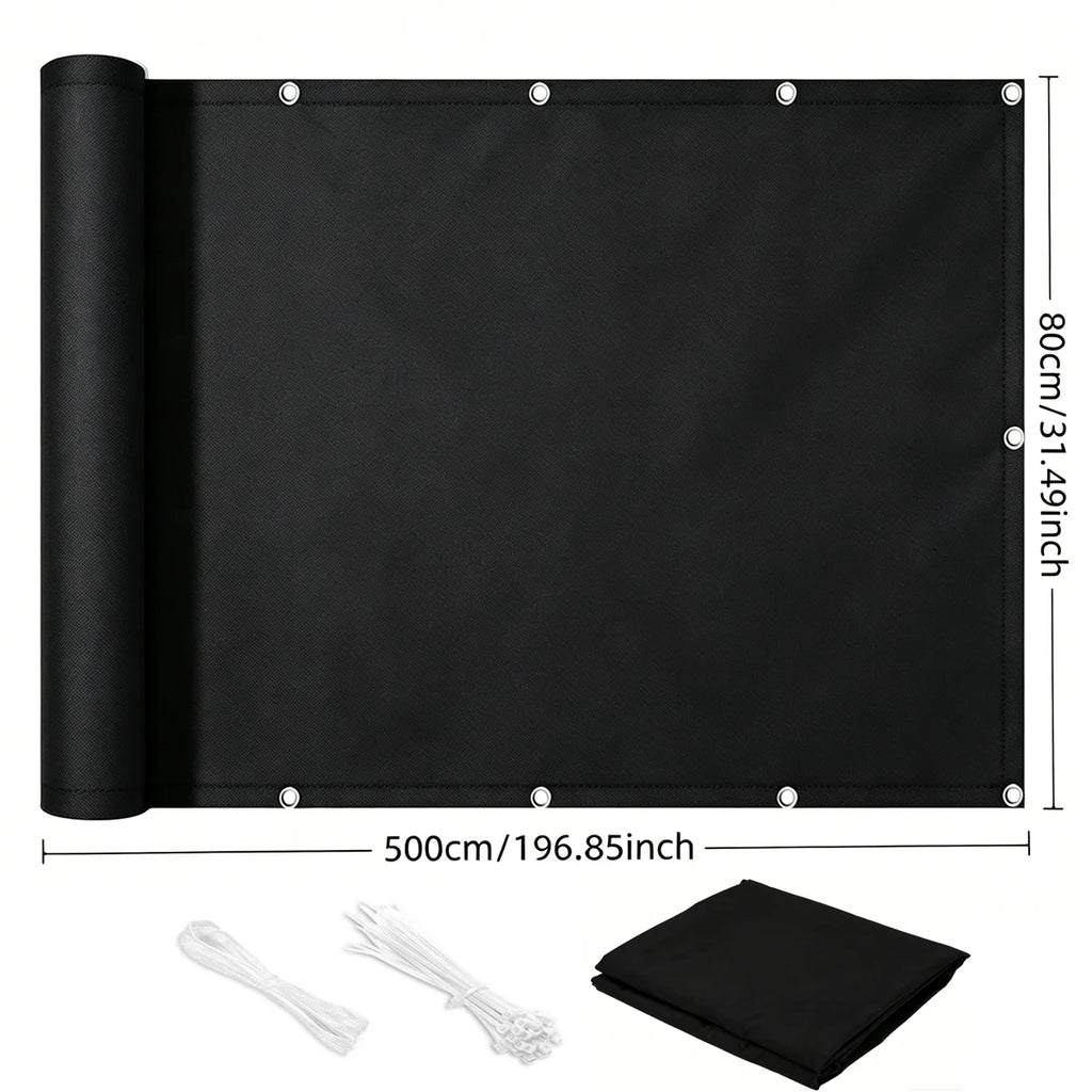 Opaque Privacy Fence, Waterproof Balcony Privacy Screen Protector - For Apartment Railings, Outdoor Patios, UV Protection (Black