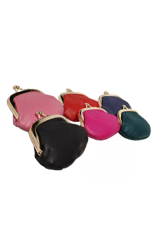 Women's Mini Leather Clasp Purse Little Coin Pouch Leather Key Holder Small Bag image 1